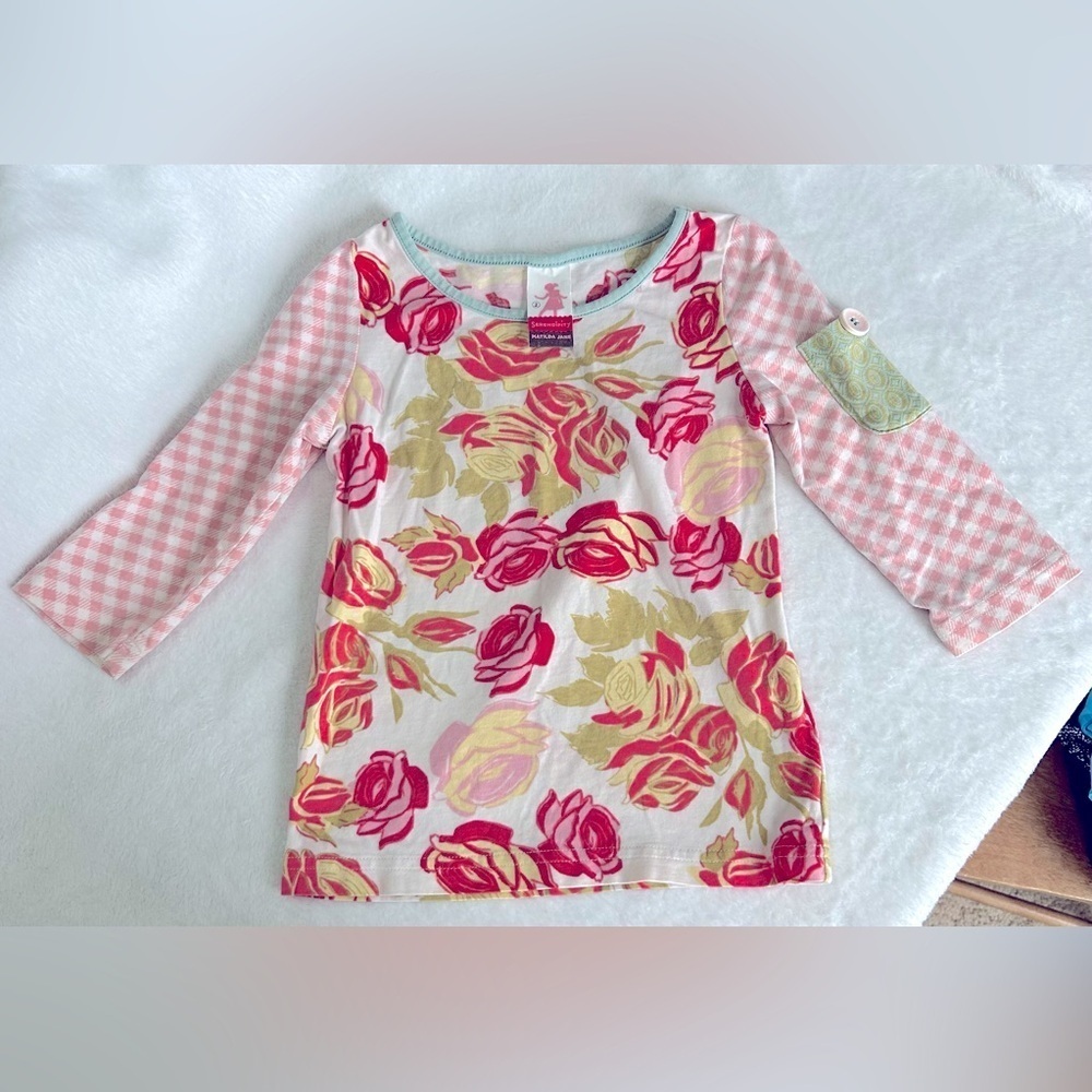 Matilda Jane girls sz 2 Serendipity My Rosebud Floral 3/4 Long Sleeve Tee